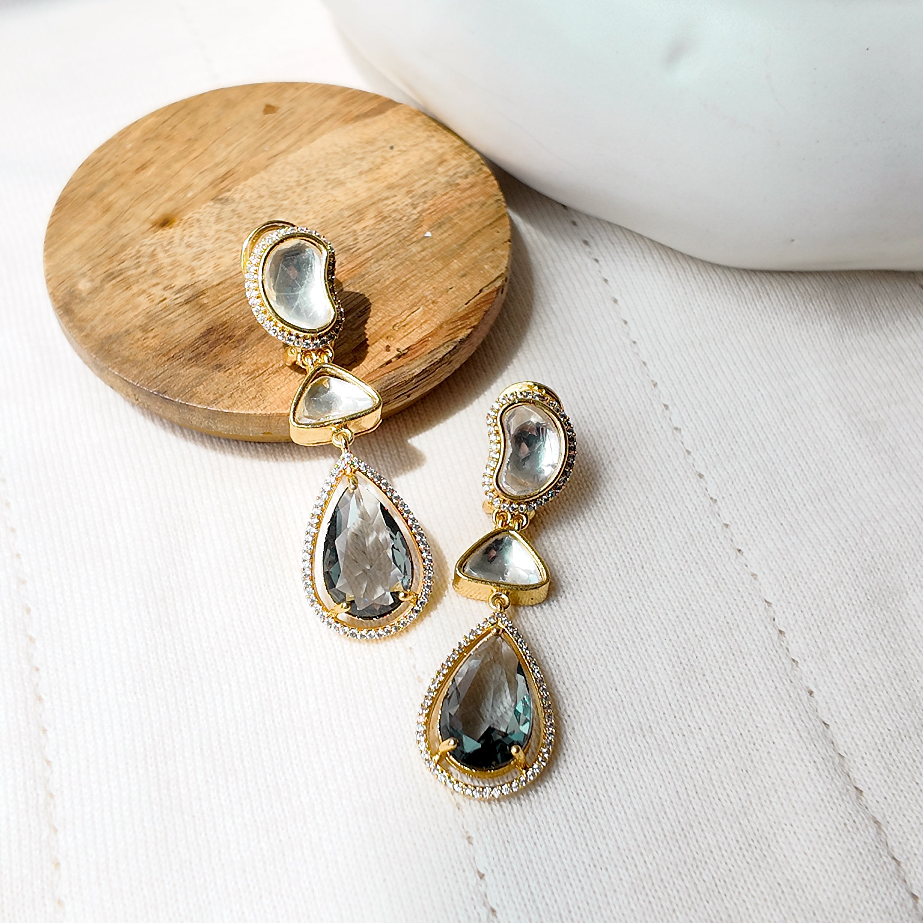 Onyx crystal drop earrings
