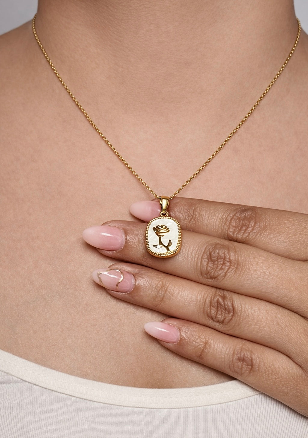 Roselle Engraved Medallion Necklace