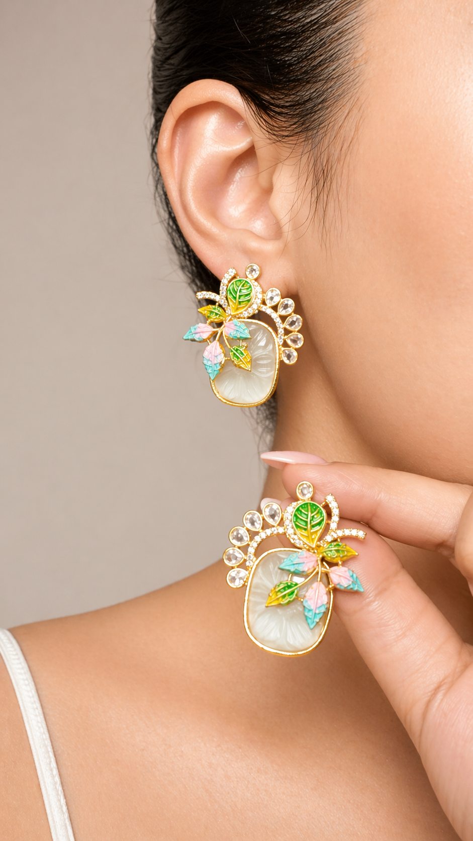 Floral Stone Statement Earrings
