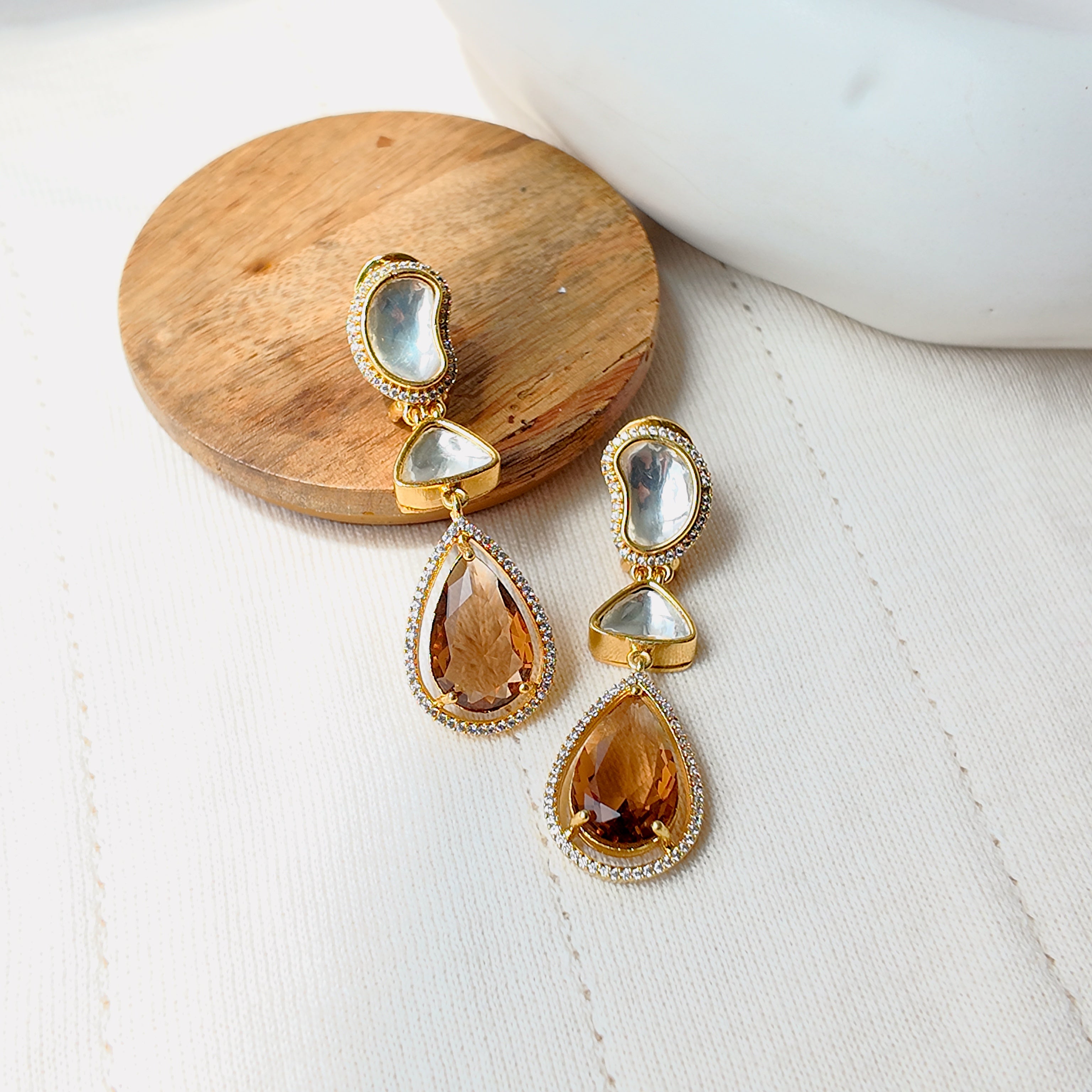 Smokey topaz crystal drop earrings