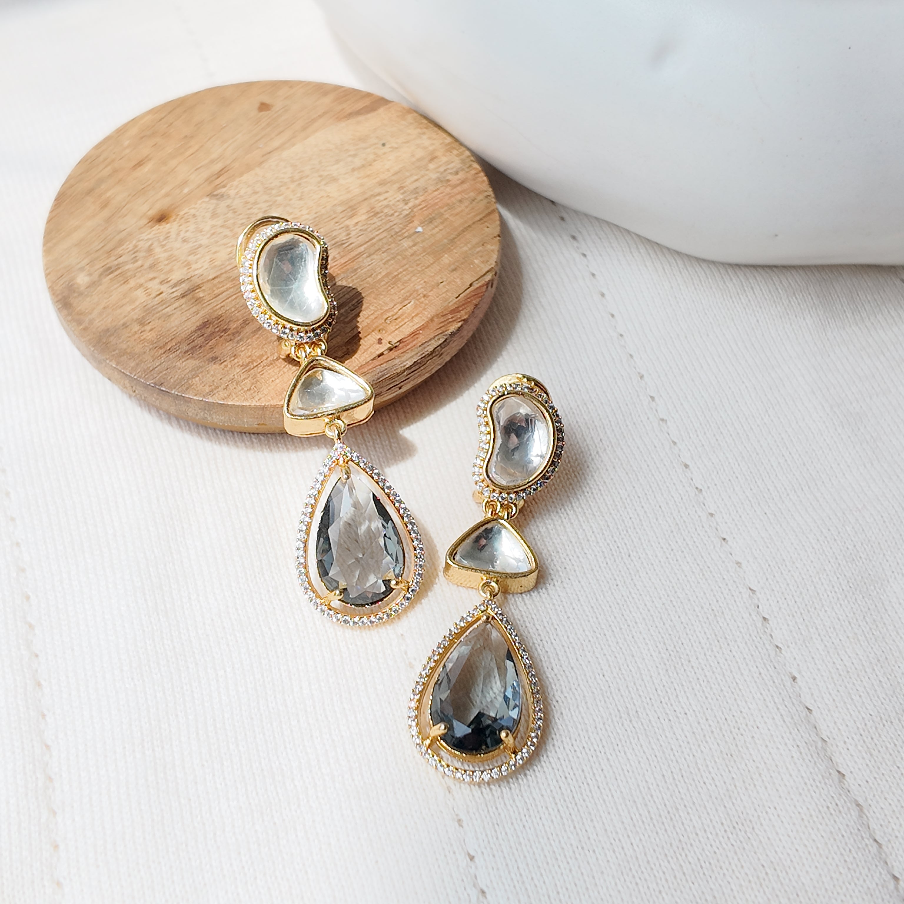 Onyx crystal drop earrings