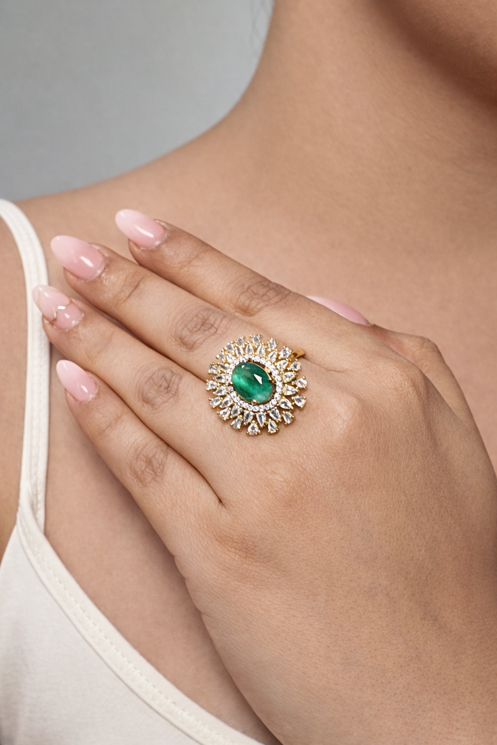 Emerald Halo Ring