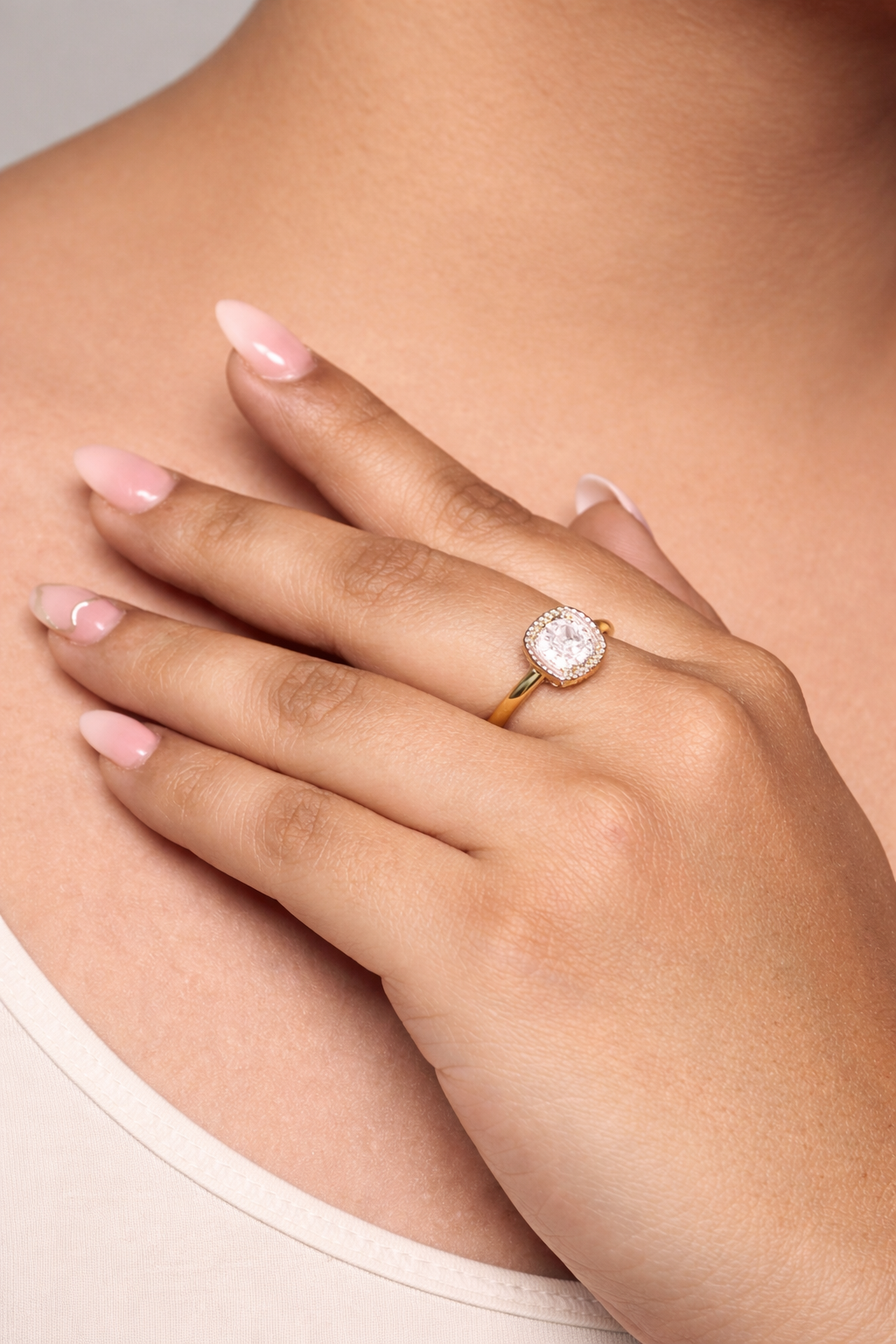 Cushion-Cut Halo Ring