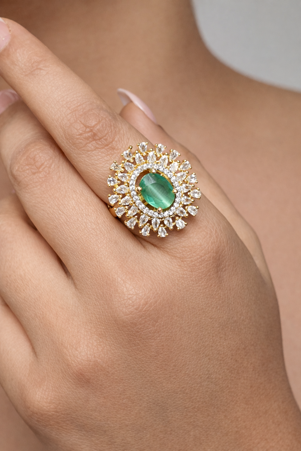 Emerald Halo Ring
