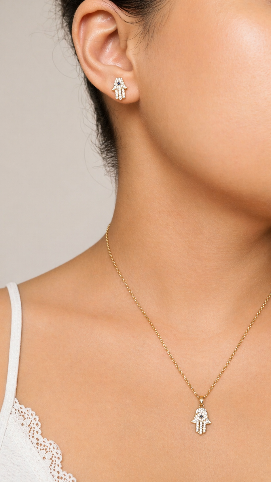 Zaria Hamsa Necklace Set