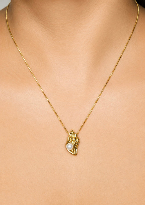 Ariel Ocean Necklace - Pearl Detail with Gold Filigree