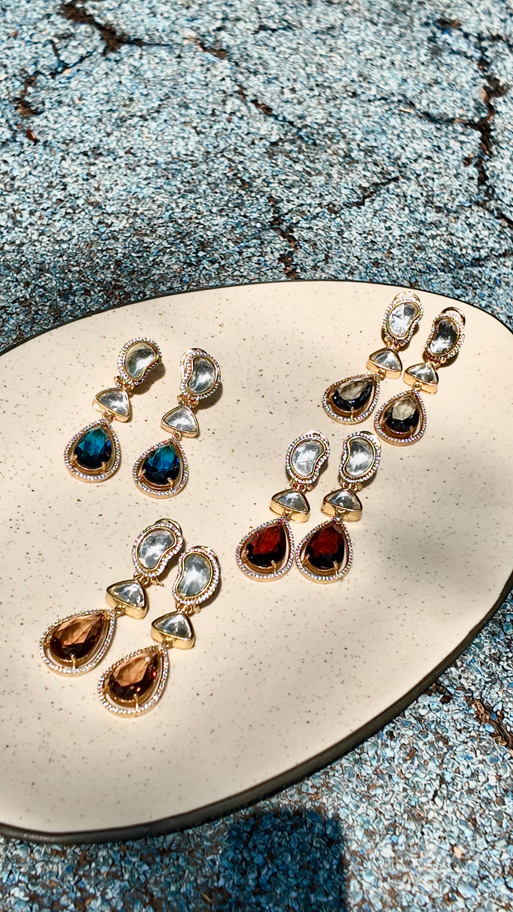Ruby Crystal Drop Earring - Ruby Crystal Teardrop Earrings