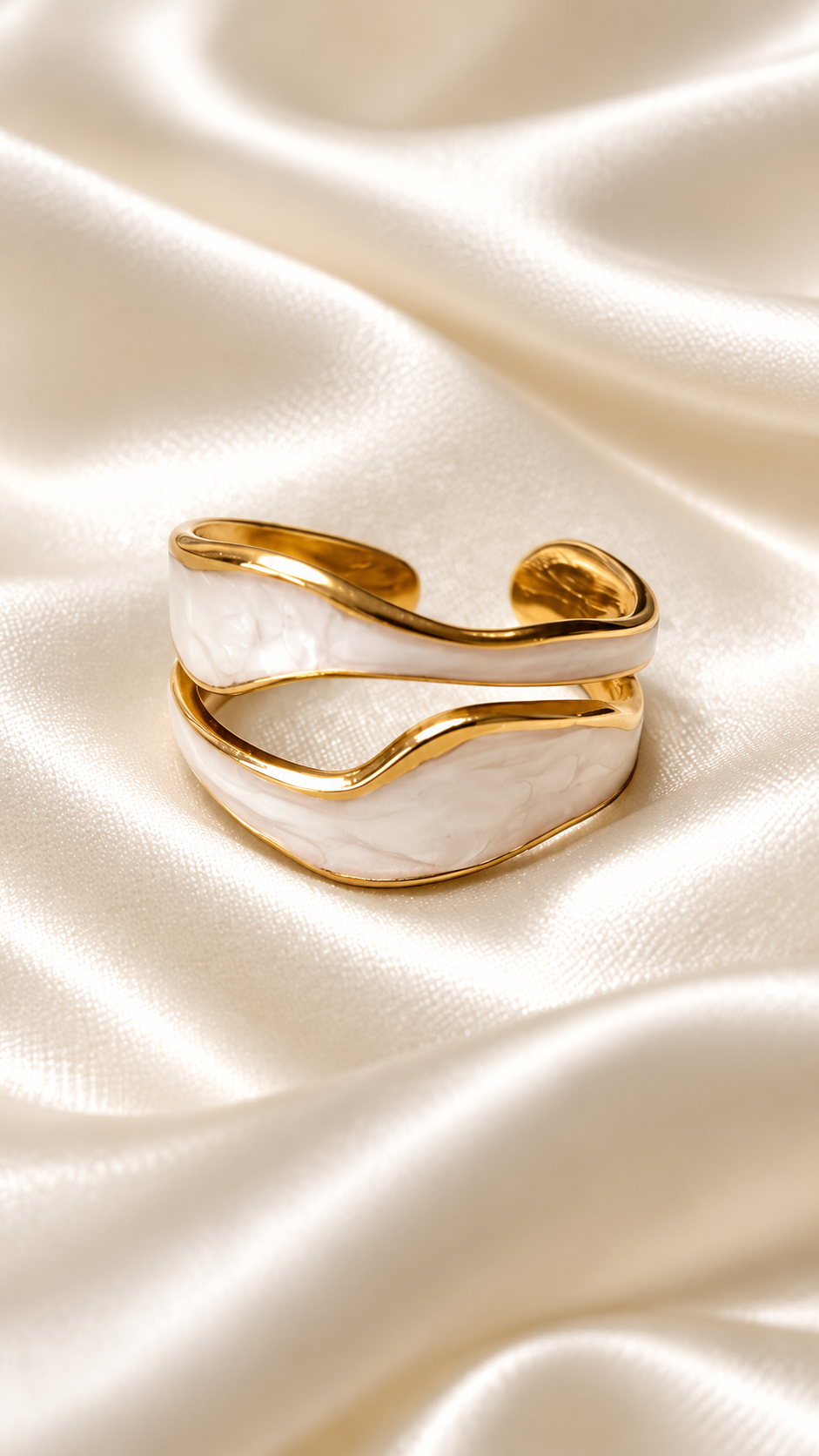 Ivory Wave Ring worn
