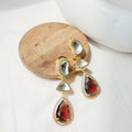Ruby Crystal Drop Earring - Sparkling Ruby Crystal Detail