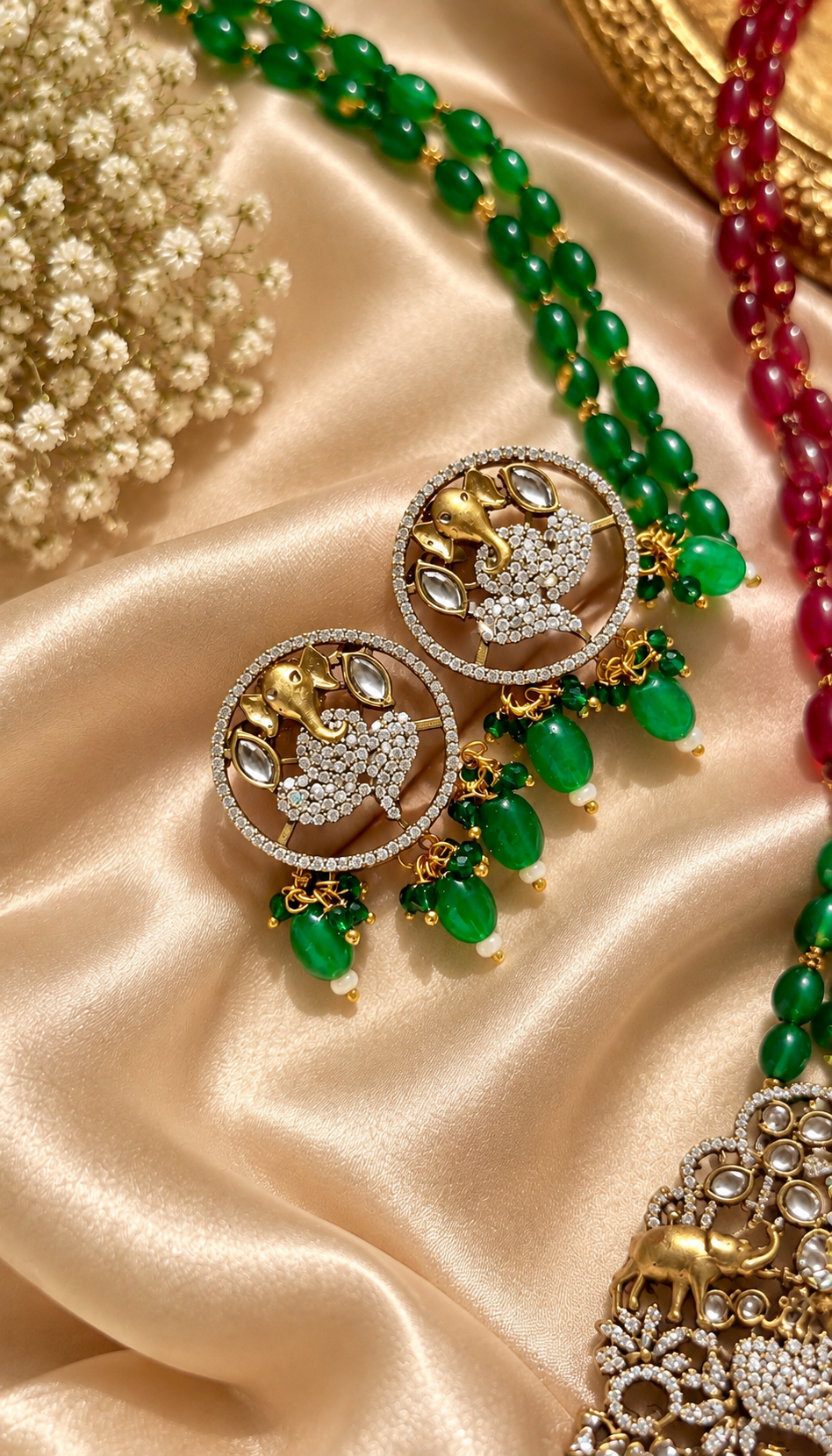 Vinayak Green Set earrings detail