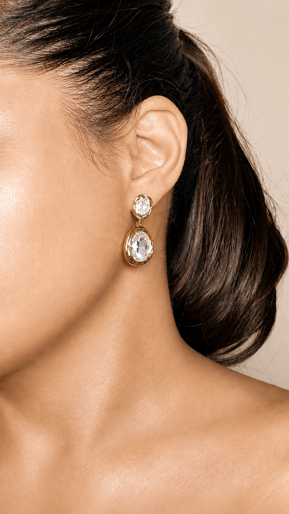Bridgerton Earrings - Sparkling Crystal & Gold Design