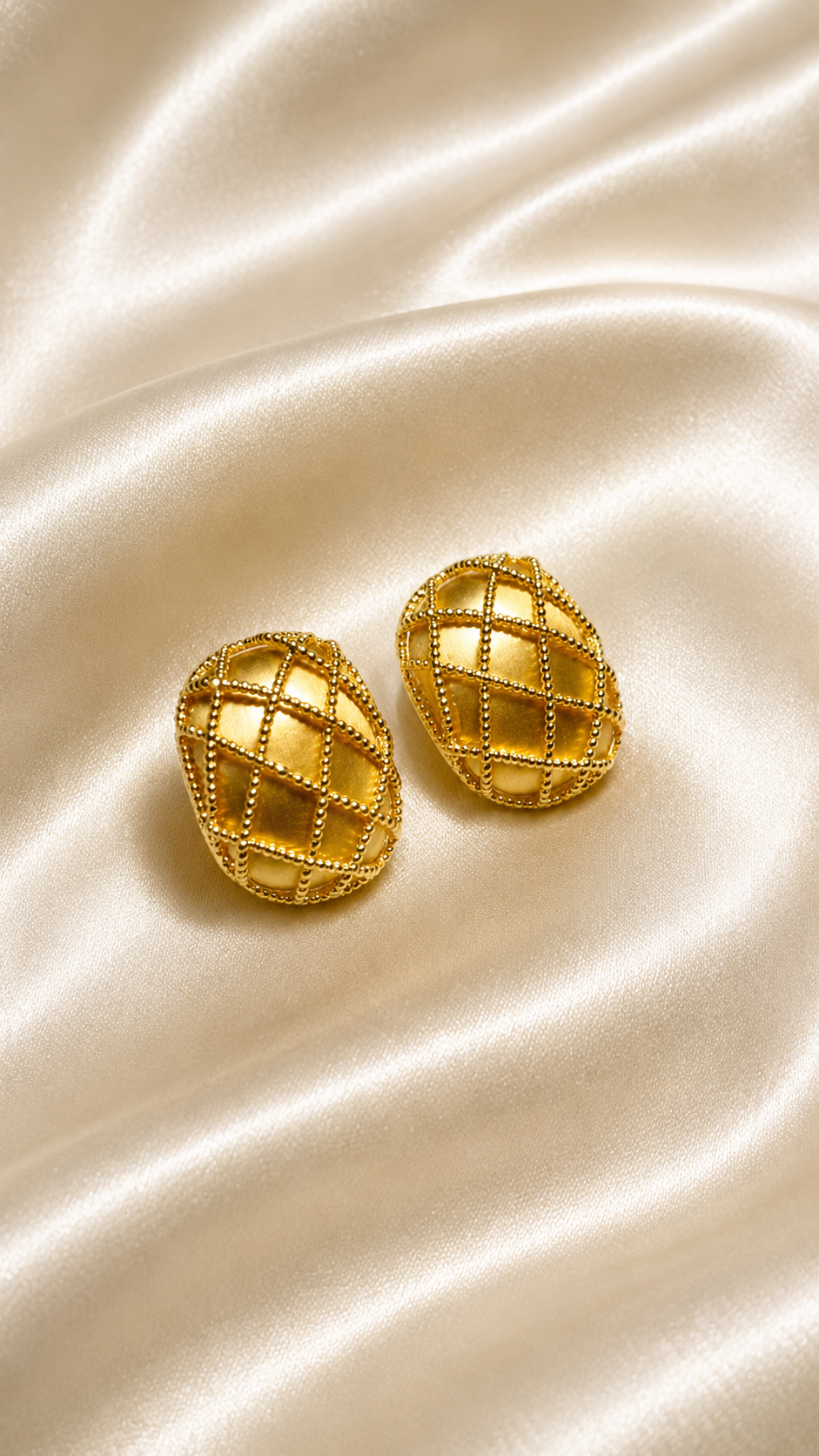 Gold Stud Earrings - Close-up Pattern Detail