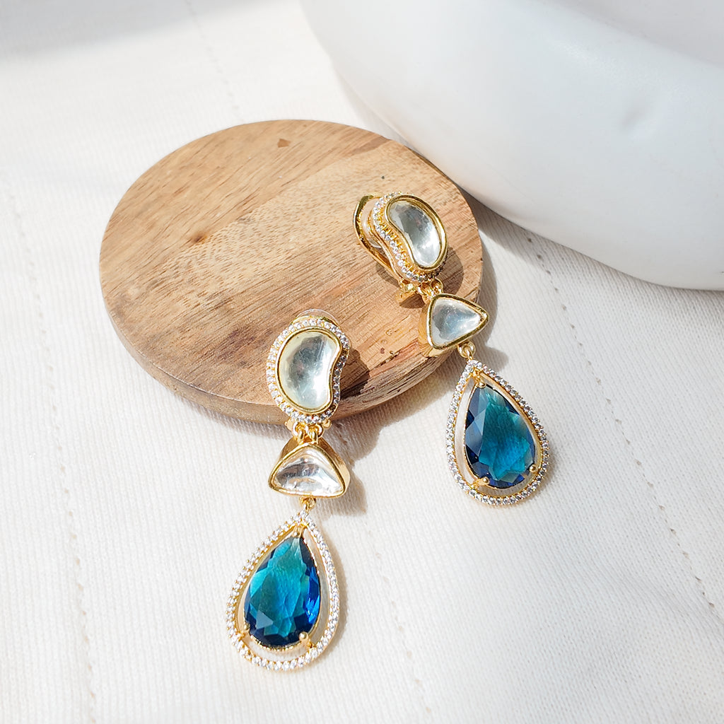 Fire Crystal Drop Earring - Blue Crystal Teardrop Earrings