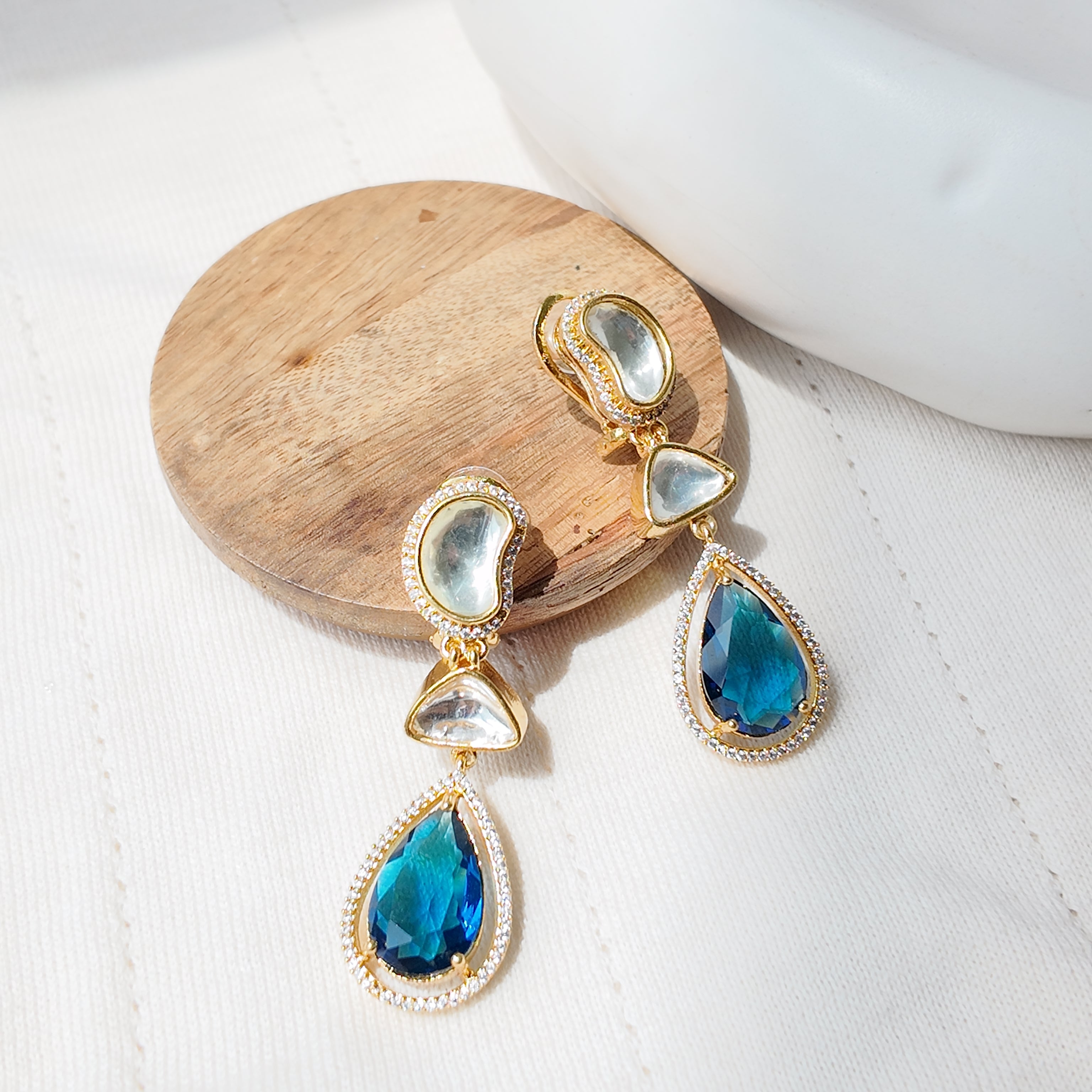 Fire Crystal Drop Earring - Blue Crystal Teardrop Earrings