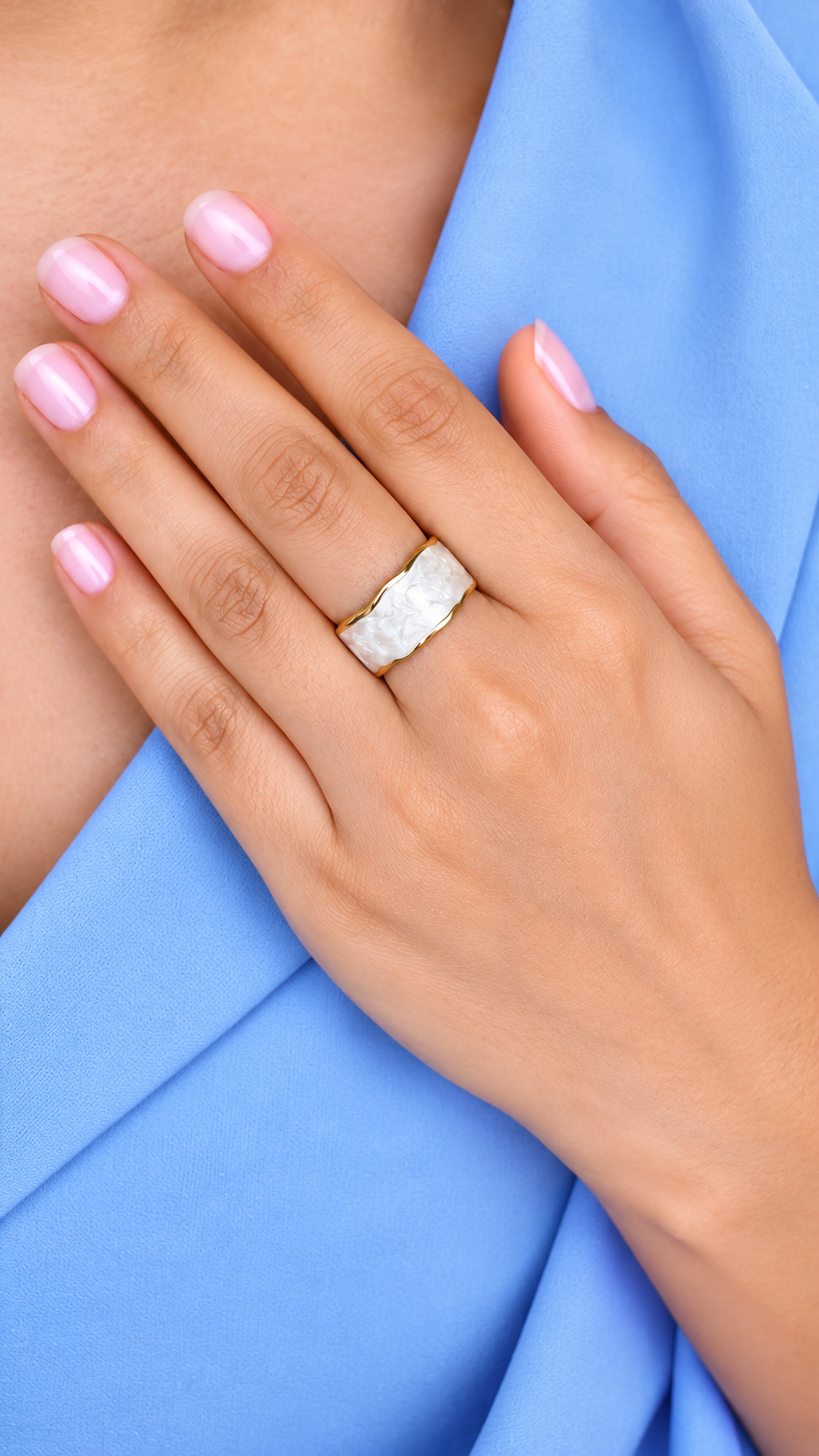 Marble Band Ring worn