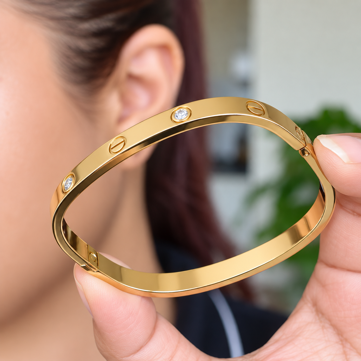 Celeste Rectangle Gold Studded Bracelet