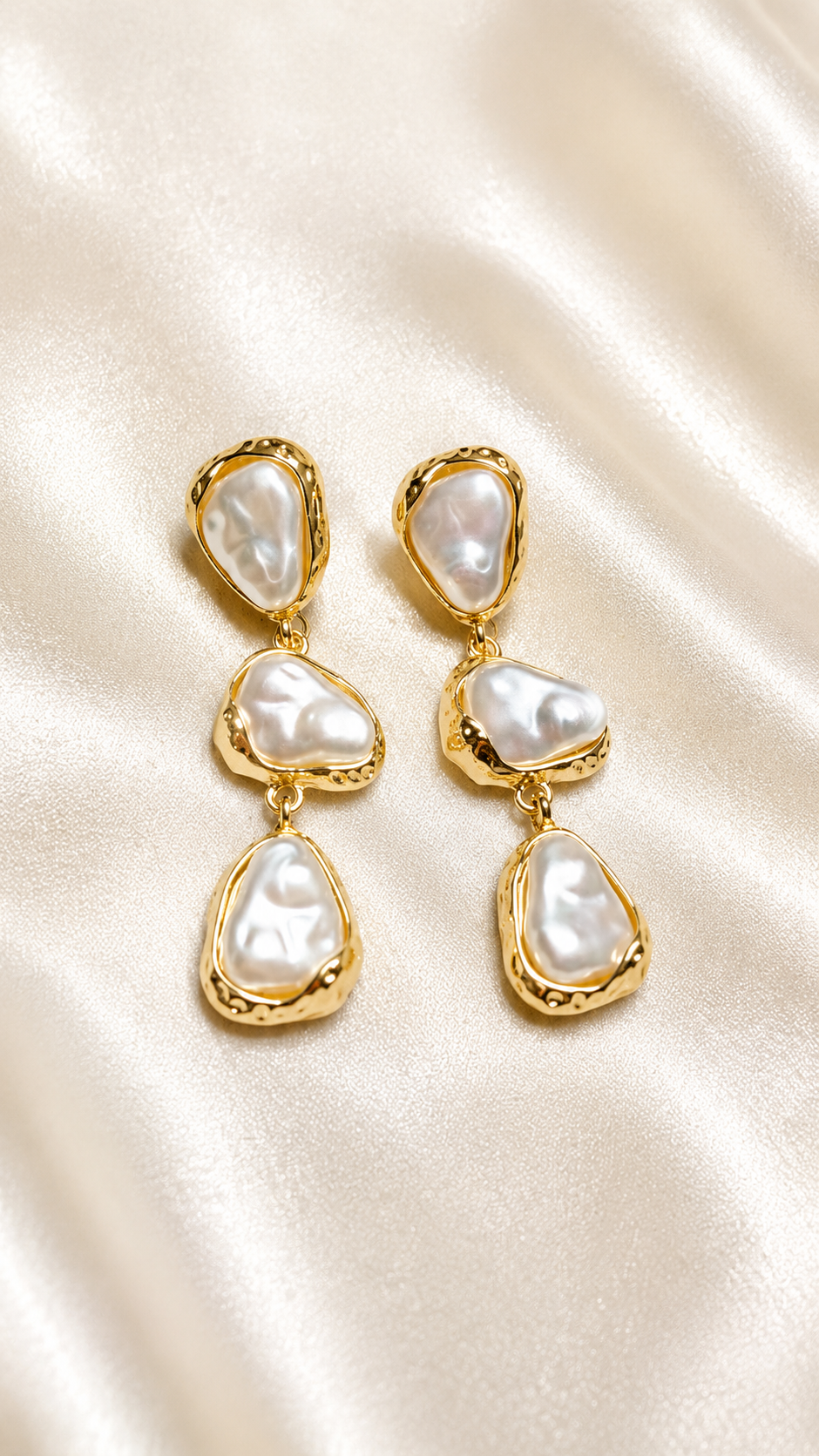 Melted Gold & Pearl Earrings - Product Display