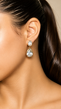 Bridgerton Earrings - Crystal & Gold Drop Earrings Worn