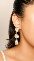 Melted Gold & Pearl Earrings - Pearl & Gold Drop Earrings Worn