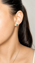Emerald Cushion Set - Necklace and Earrings Worn